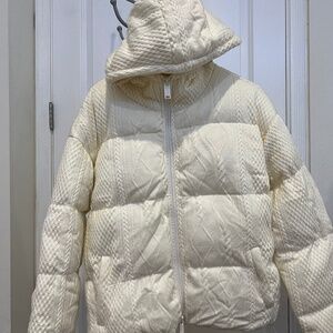 Cream White Knit Coat